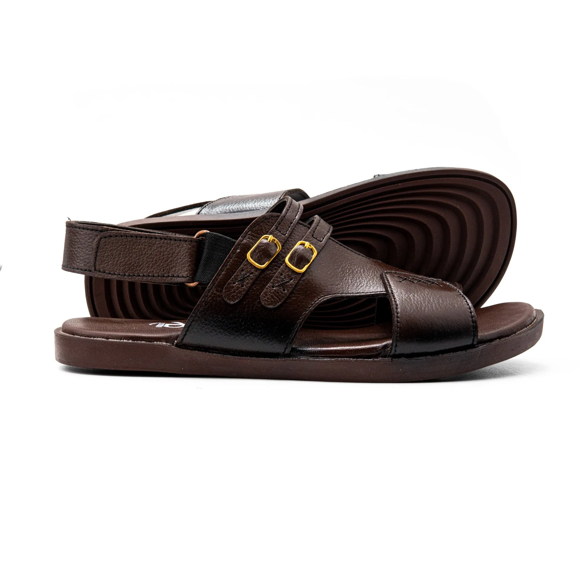 Double Buckle Brown Sandals