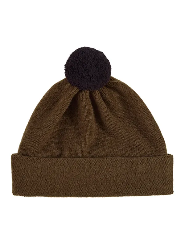 Plain Hat Contrast PomPom Turmeric