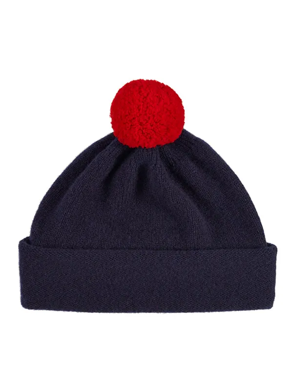 Plain Hat Contrast PomPom Turmeric