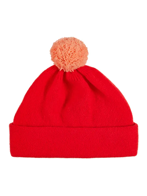 Plain Hat Contrast PomPom Turmeric