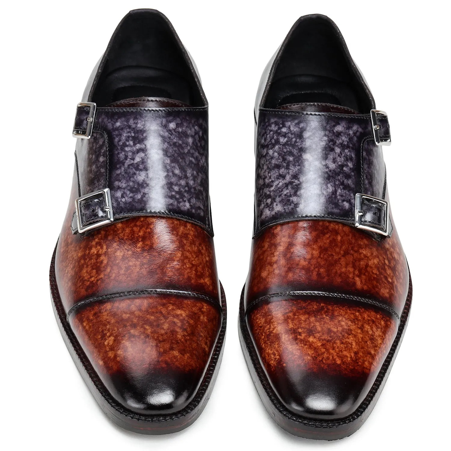 Captoe Double Monk Strap - Brown & Purple