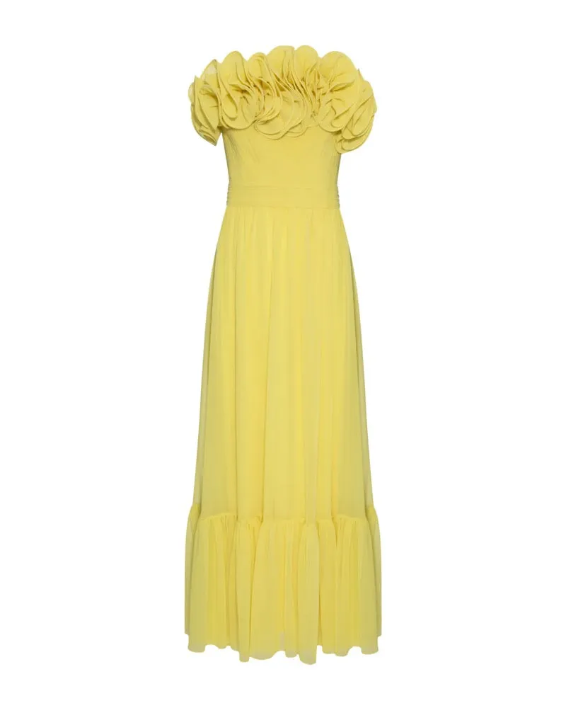 Pleated Strapleess Maxi Dress