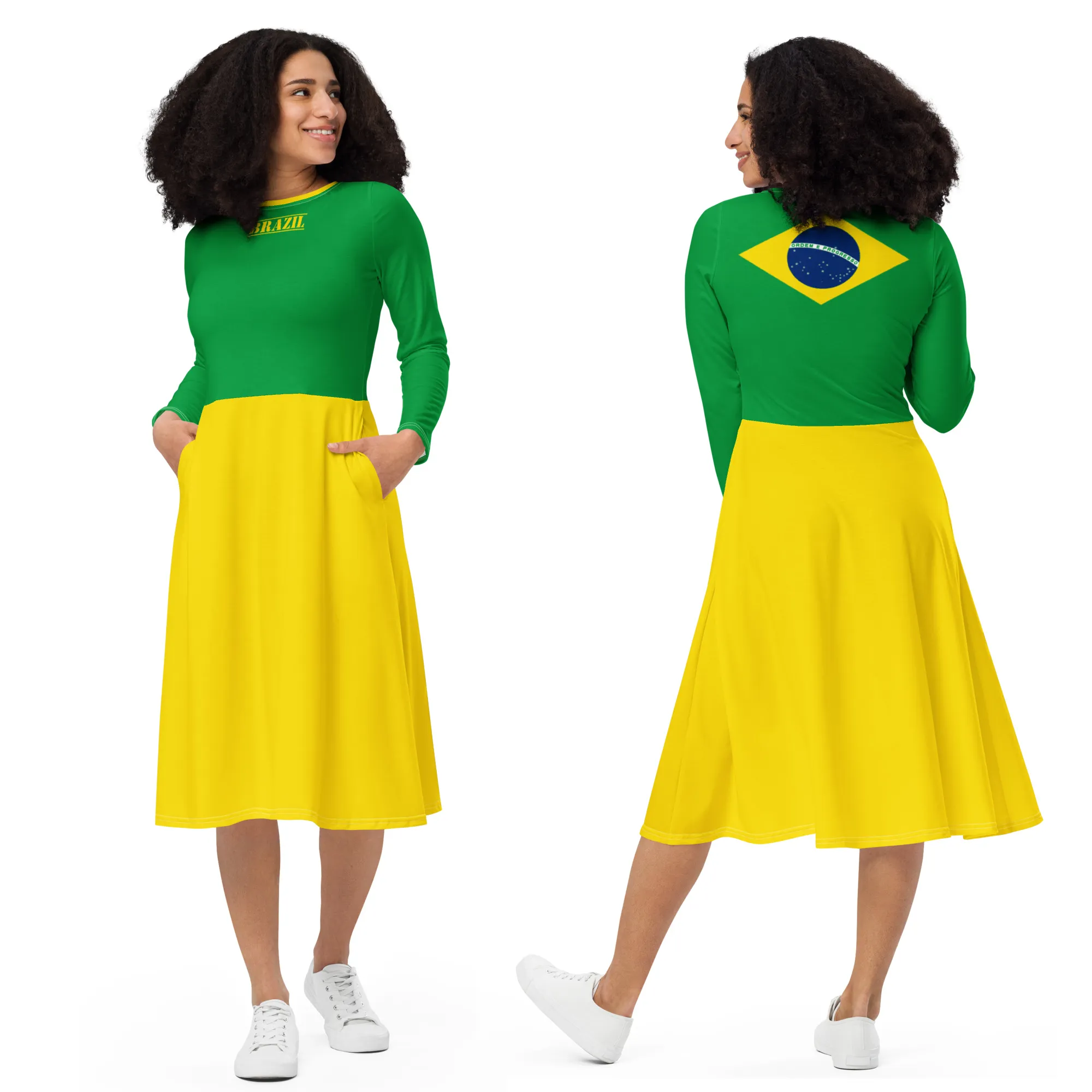 Plus Size Dress Brazil Flag / Sizes 2XS-6XL / Womens Clothing Plus Size Or Extra Small