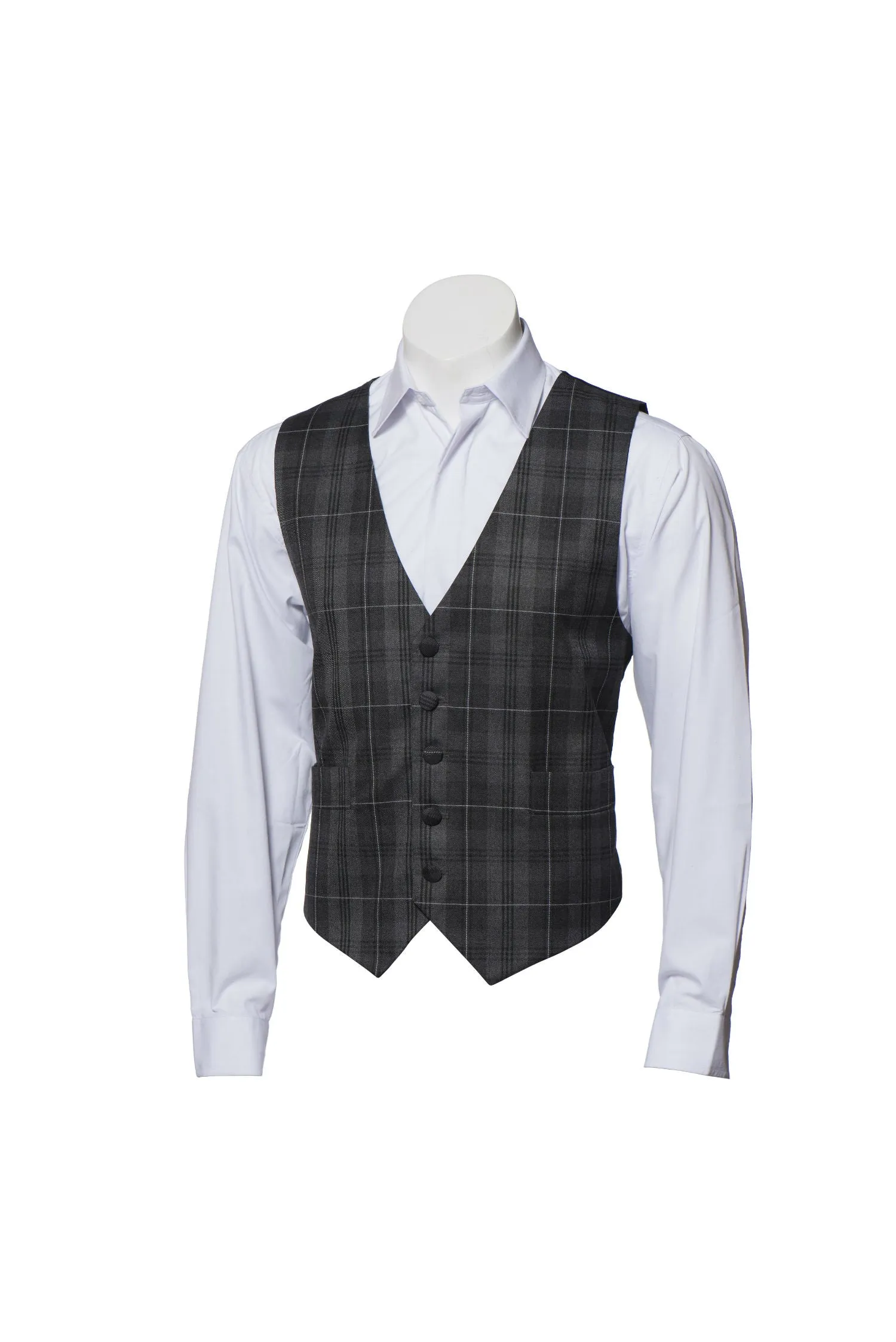 Grey granite tartan waistcoat