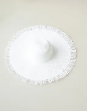 Tamara Wide Brim Straw Hat (White)