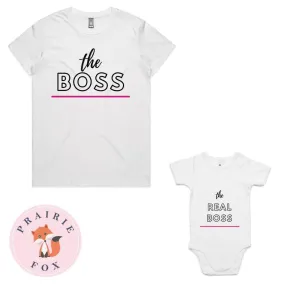 The Boss -The Real Boss - Mum and Kid Matching T-Shirt