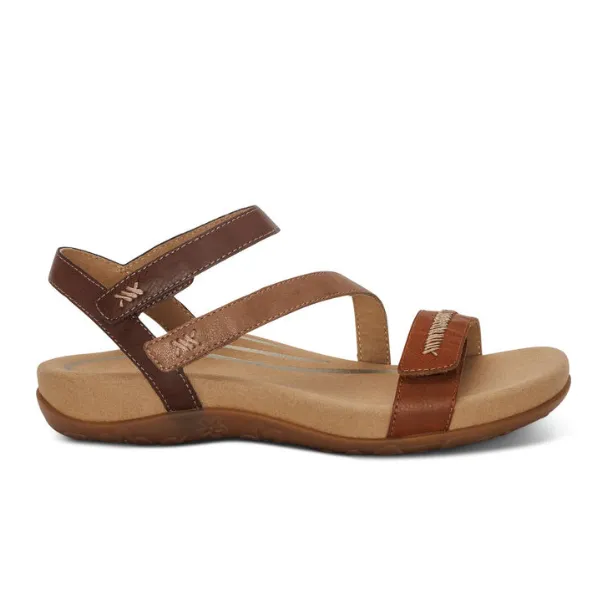 Aetrex Women's Gabby Adjustable Quarter Strap Sandal Cognac