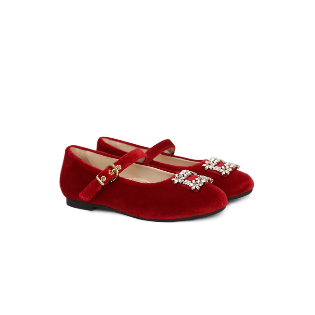 Lila Velvet Shoes in Red