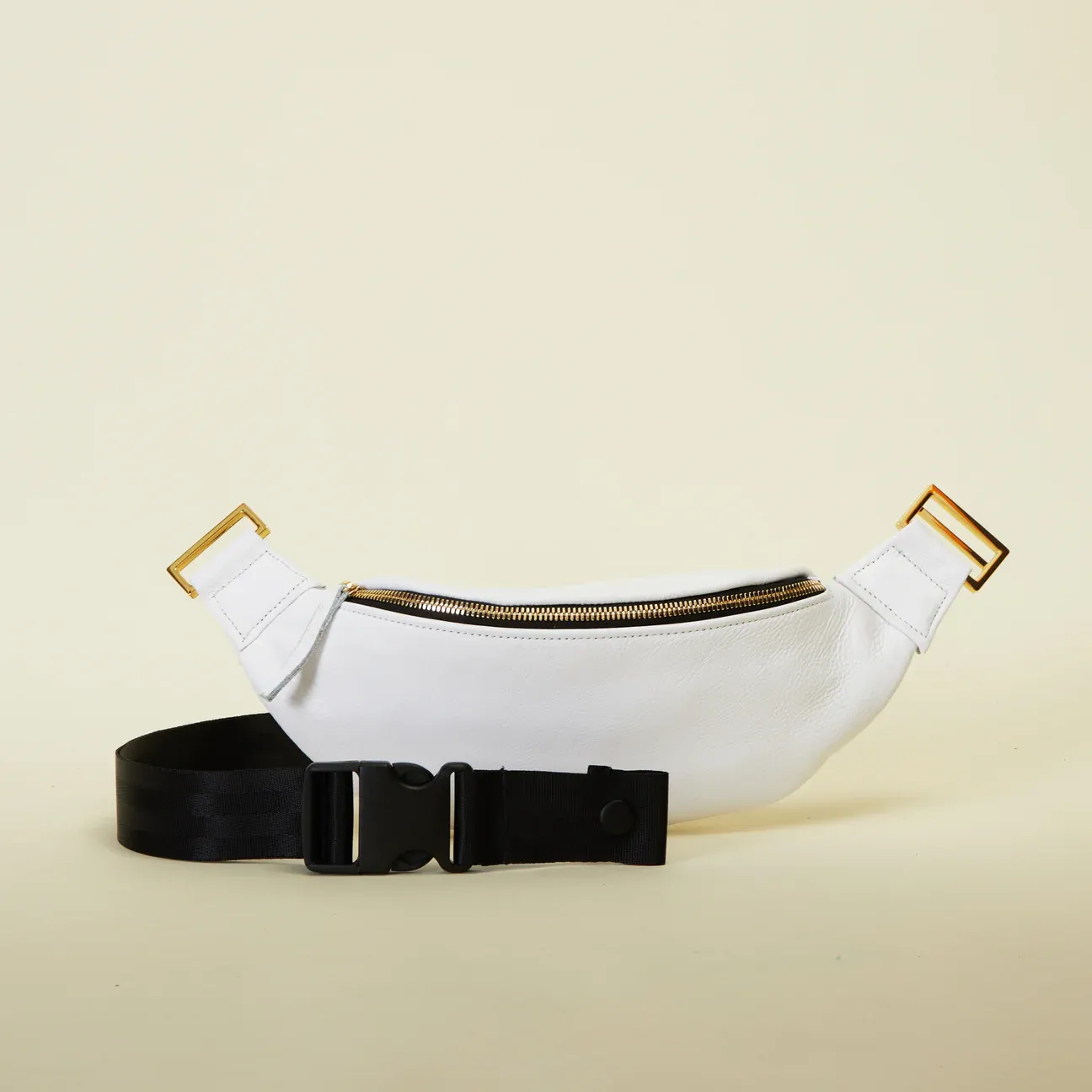 WHT/GH/FP Fanny Pack  Crossbody Bag | White   Gold Hardware