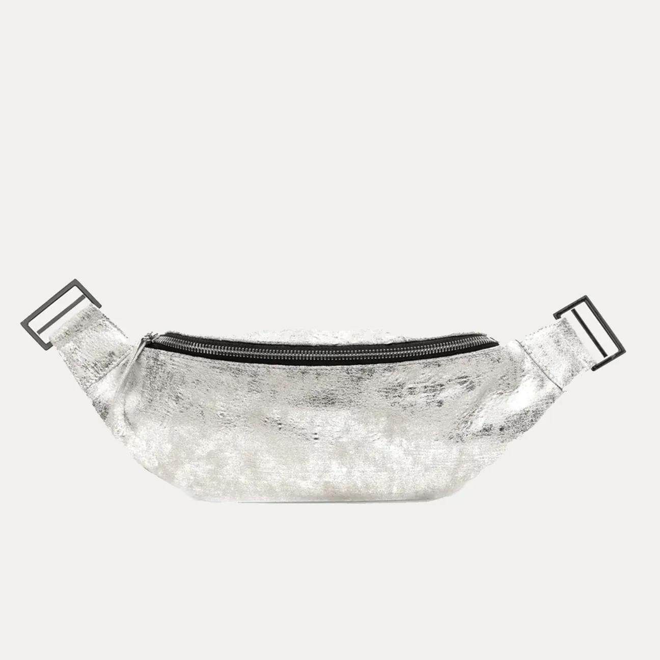 WHT/SLV/MET/FP Fanny Pack   Crossbody Bag | White Silver Metallic   Silver Hardware