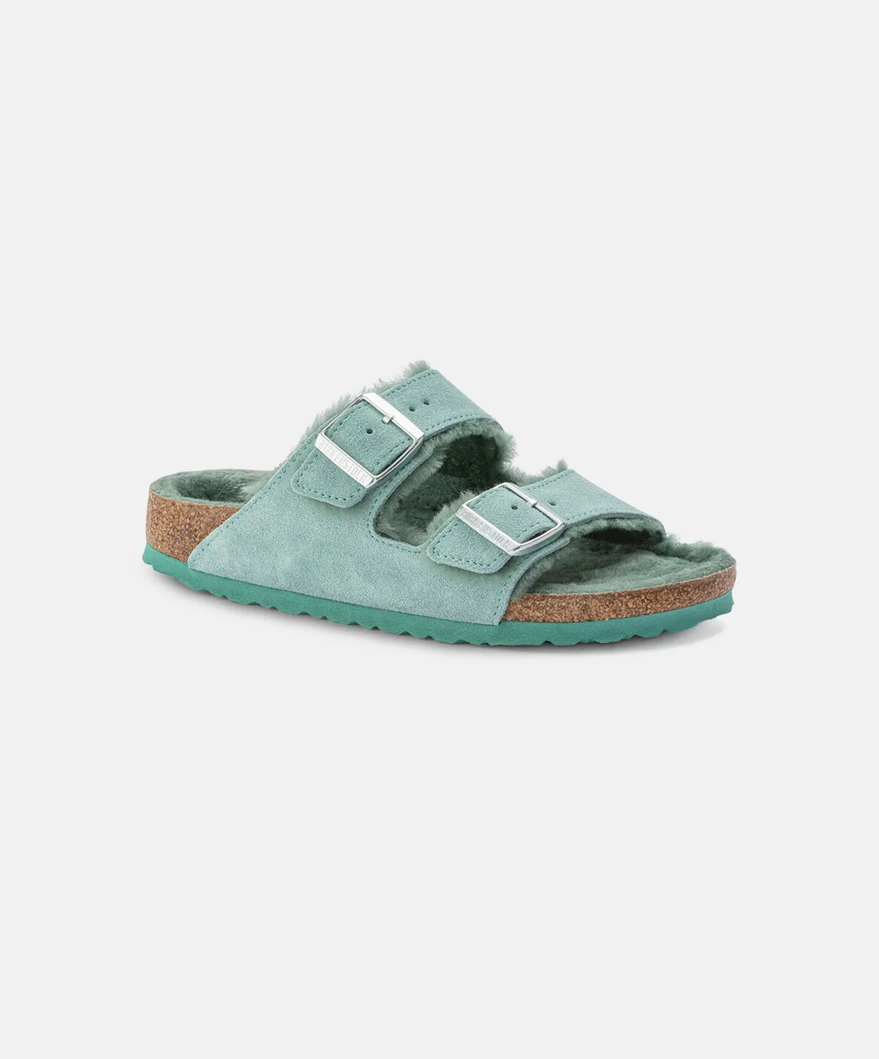 Birkenstock Arizona Suede Leather Shearling Beryl Sandals