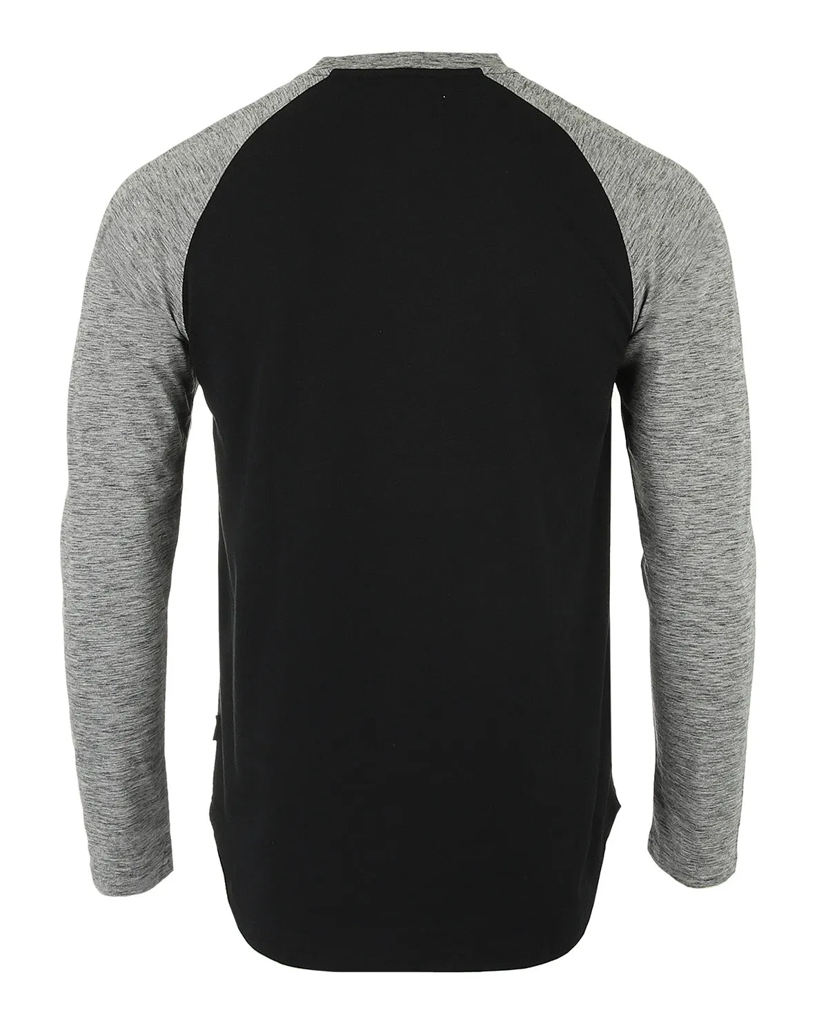 ZIMEGO Men's Long Sleeve Color Block Raglan v Neck Henley Curved Hem Slim Shirts